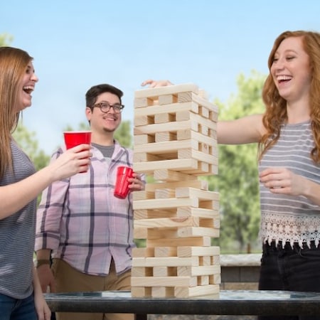 Toy Time Nontraditional Giant Wooden Blocks Tower Stacking Game, Outdoor Yard, for Adults, Kids 906304YJD